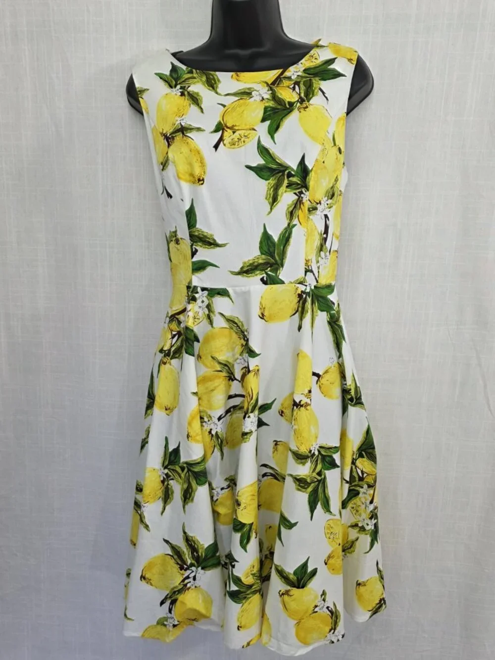 Grace Karin Lemon Print Fit & Flare Midi Dress NWT Large - Picture 4 of 10